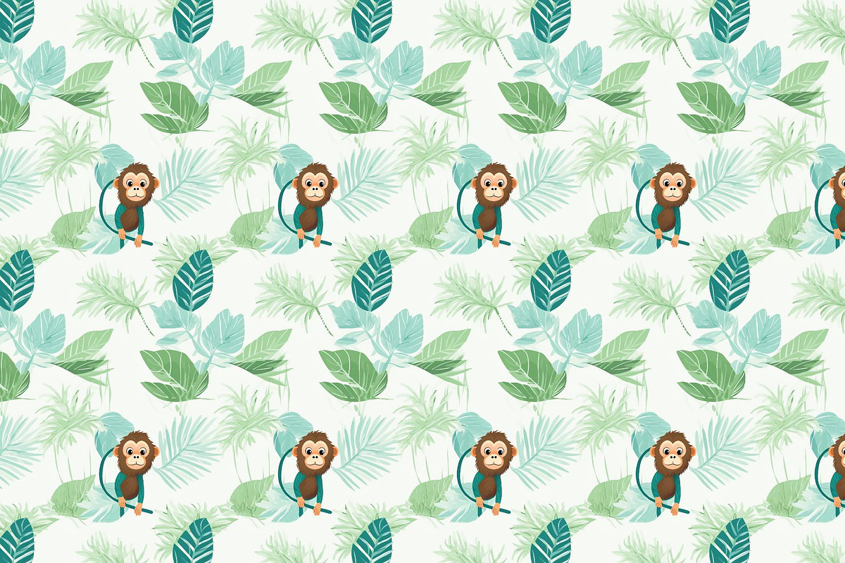 Jungle monkey, a Pattern Graphic by AlexandraTret (Photo 2 of 3)