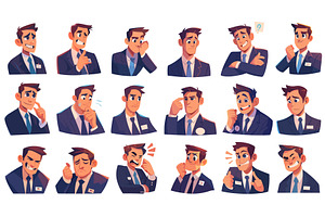 Cartoon businessman emotions. Male, a Person Illustration by Stock-Smart-Start