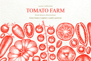 Tomato Farm Vector Collection, a Food Illustration by Lubov Illustrations Shop