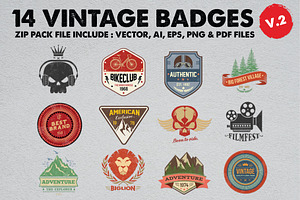 14 Vintage Badge Logos Version 2