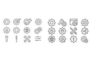 Collection of gear and tool icons, a Technology Illustration by ZinetroN