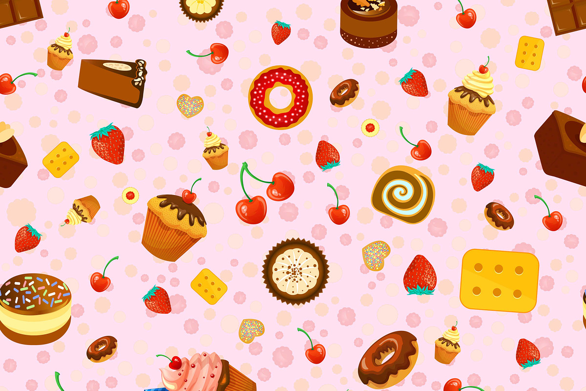 colorful food cake dessert, a Pattern Graphic by AAN Seamless Shop