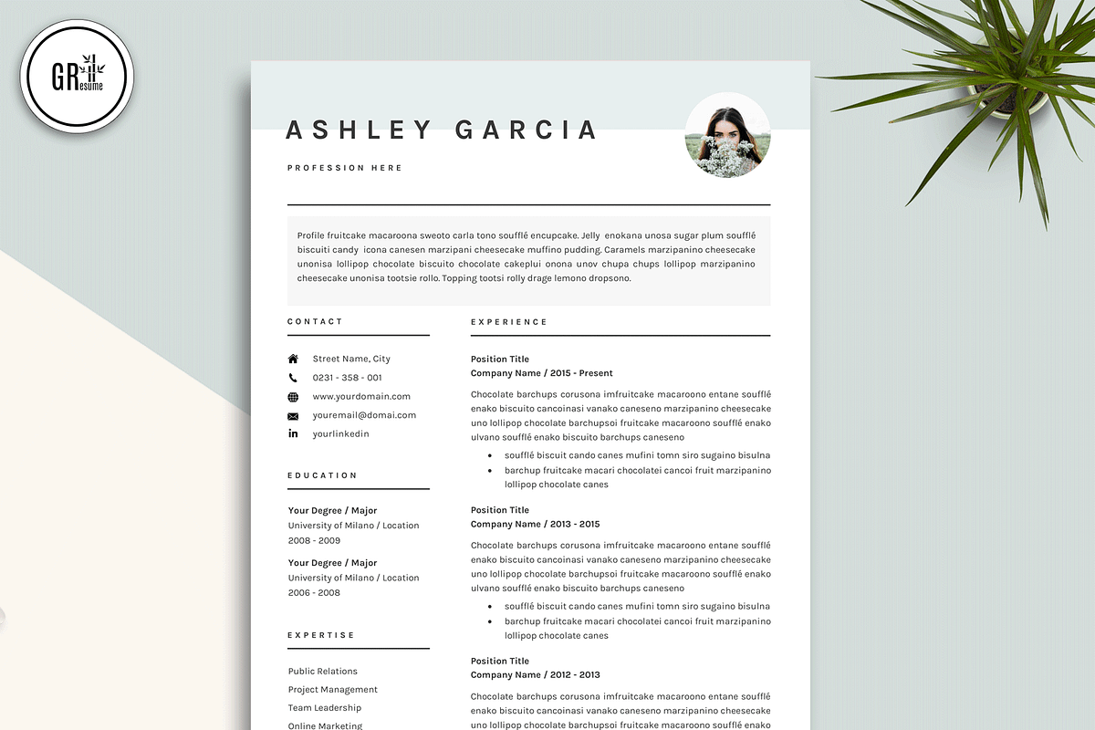 Resume CV Template for Word, a Resume Template by GResume (Photo 2 of 9)