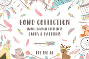Boho hand-drawn vector collection, a Background Graphic by Samsonchik Store (Thumbnail 1 of 7)