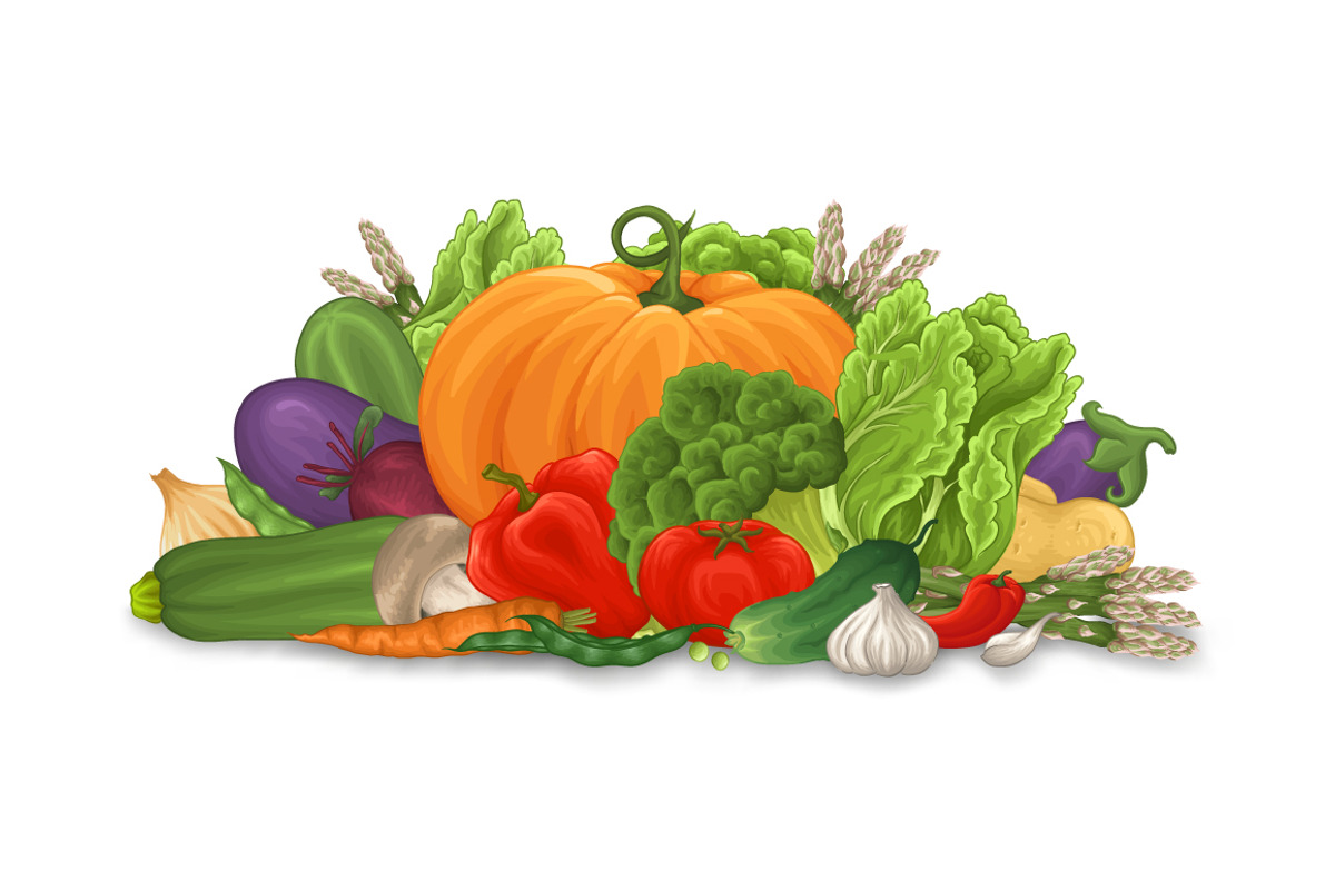 Vegetable set, patterns, backgrounds preview 5