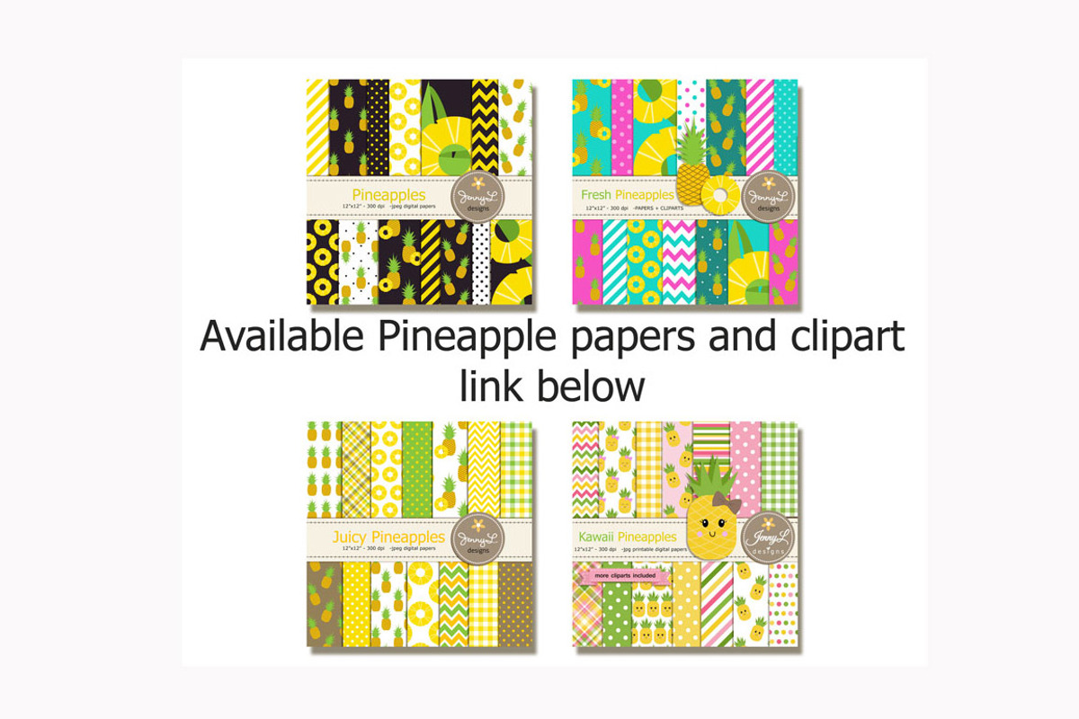 Kawaii Pineapples Digital Paper, a Pattern Graphic by JennyL Designs (Photo 5 of 5)