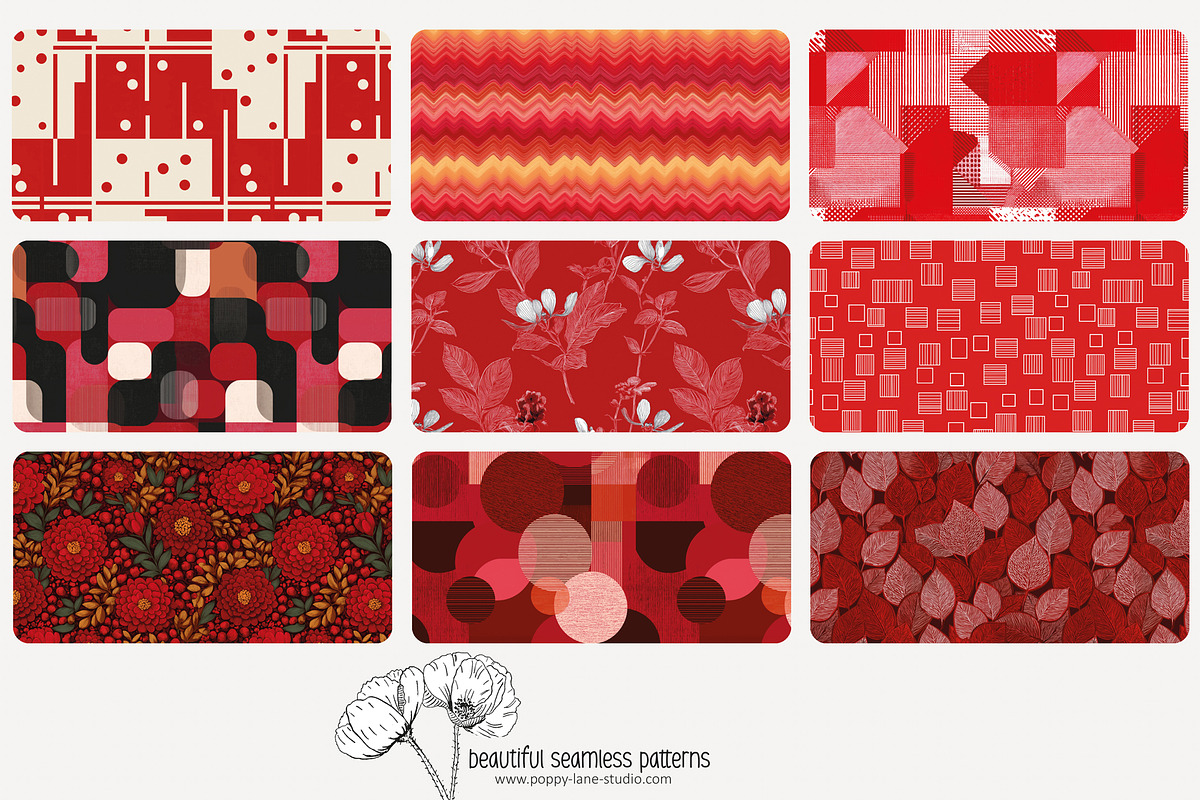 80 red geometric seamless pattern, a Pattern Graphic by Poppy Lane Studio (Photo 8 of 11)