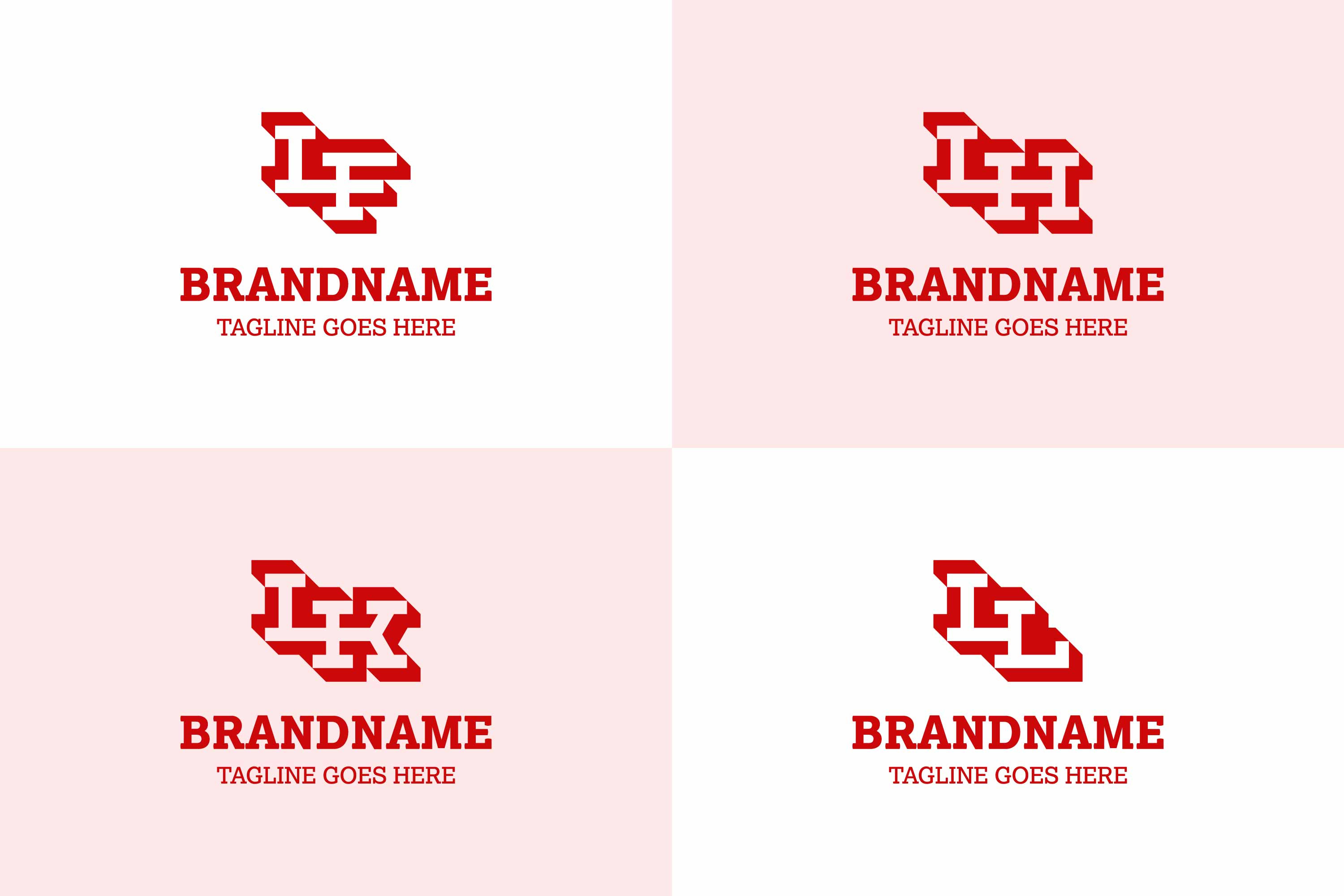 Letters LF LH LK LL Shadow Monogram Logo Set