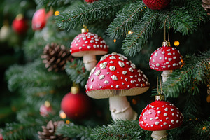 Unique decorative mushrooms hang fro, a Photo by Tanuart
