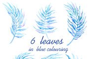 Watercolor clipart Palm Leaves Blue, an Illustration by AqwaColor (Thumbnail 2 of 3)