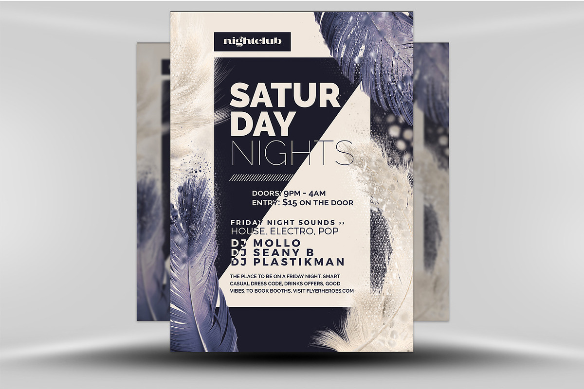 Feather Series – Saturday Night Flye, a Flyer Template by FlyerHeroes (Photo 1 of 4)