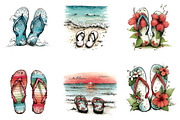 Watercolor Summer Flip Flop Clipart, an Illustration by CreationArt (Thumbnail 4 of 7)