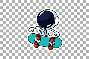 Cute Astronaut On Skateboard