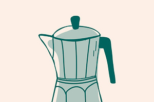 Moka Pot Coffee Shop Icon Vector