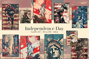 Independence Day Poster Collection, an Illustration by Art's and patterns