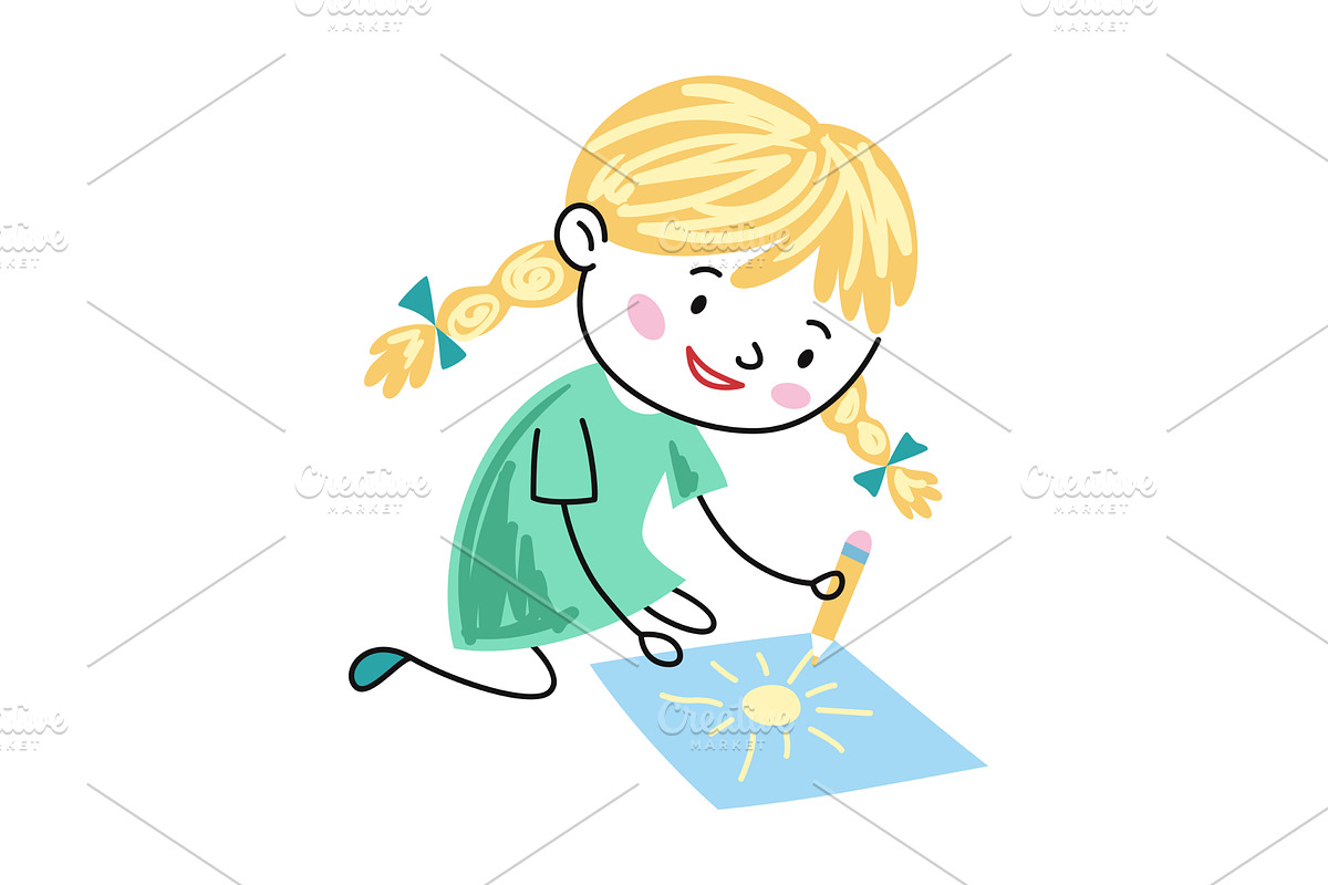 Young artist draws sunny scene, an Illustration by the8monkey