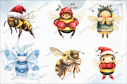 Cute Cartoon Christmas Bees Clipart, an Illustration by designcity5 (Thumbnail 2 of 5)