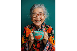 Elderly Asian woman with glasses and, a Beauty & Fashion Photo by Sergey Kotenev