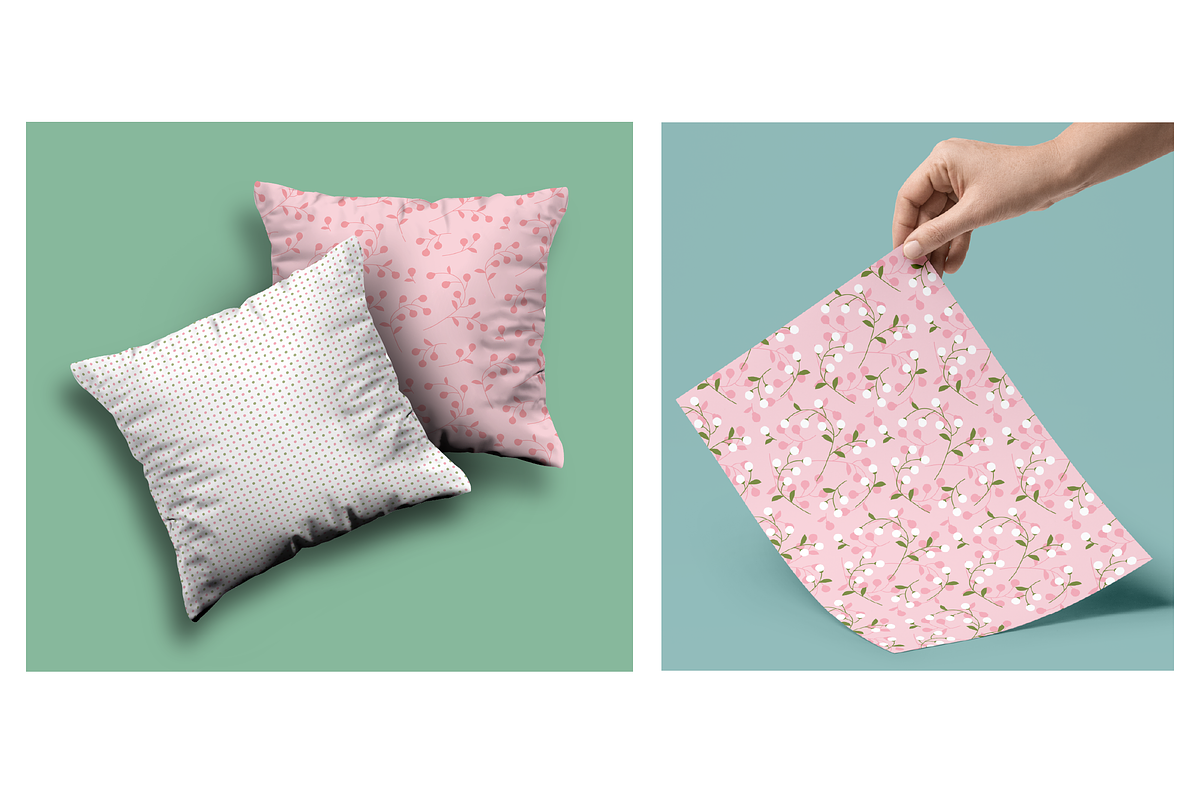 Seamless Pink Retro Florals & Dots preview 2