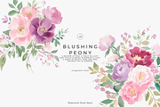 floral clipart watercolor peonies, a Decorative Illustration by Patishop Art (Thumbnail 5 of 10)