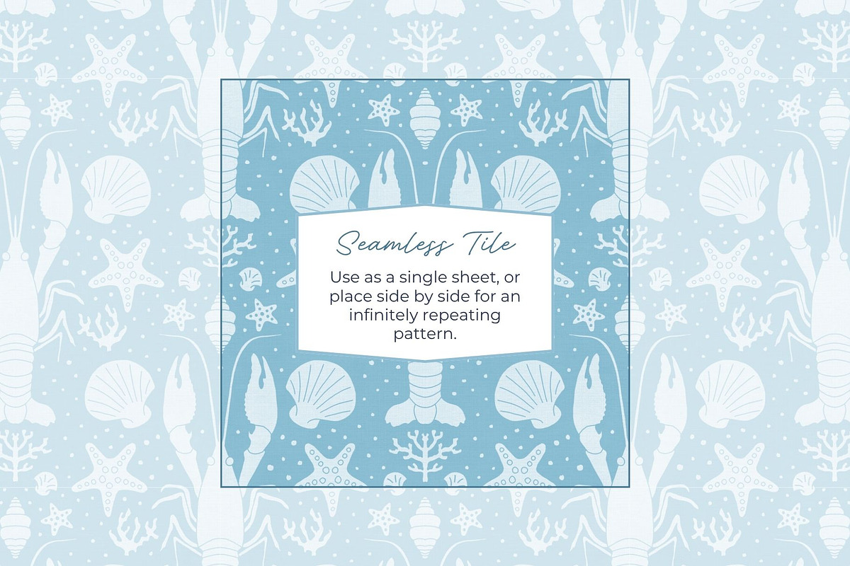 Blue Crawfish Seamless Pattern, a Pattern Graphic by Fern & Quill (Photo 2 of 6)