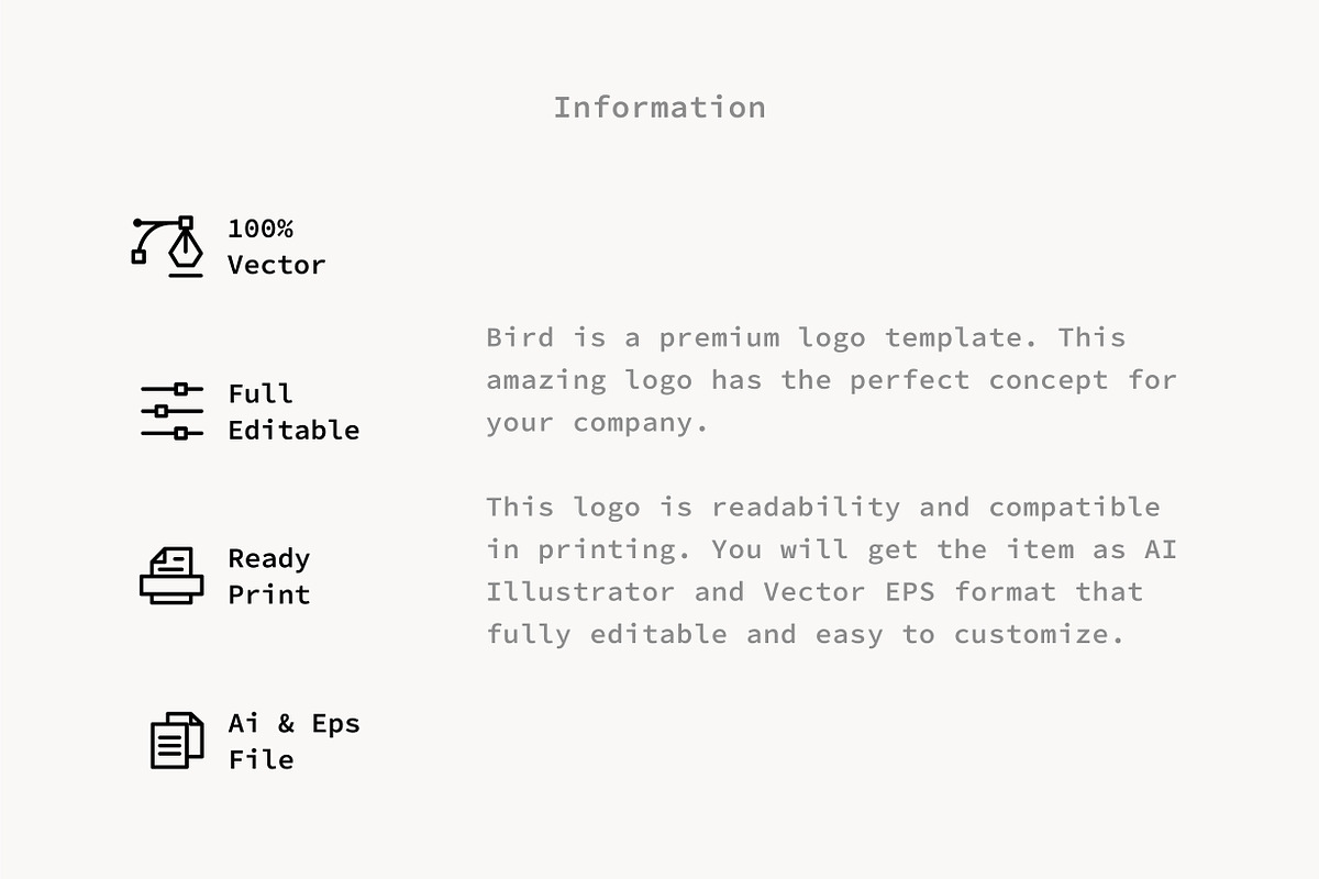Bird - Premium Logo Template, a Branding & Logo Template by Minimalist Logos (Photo 2 of 7)