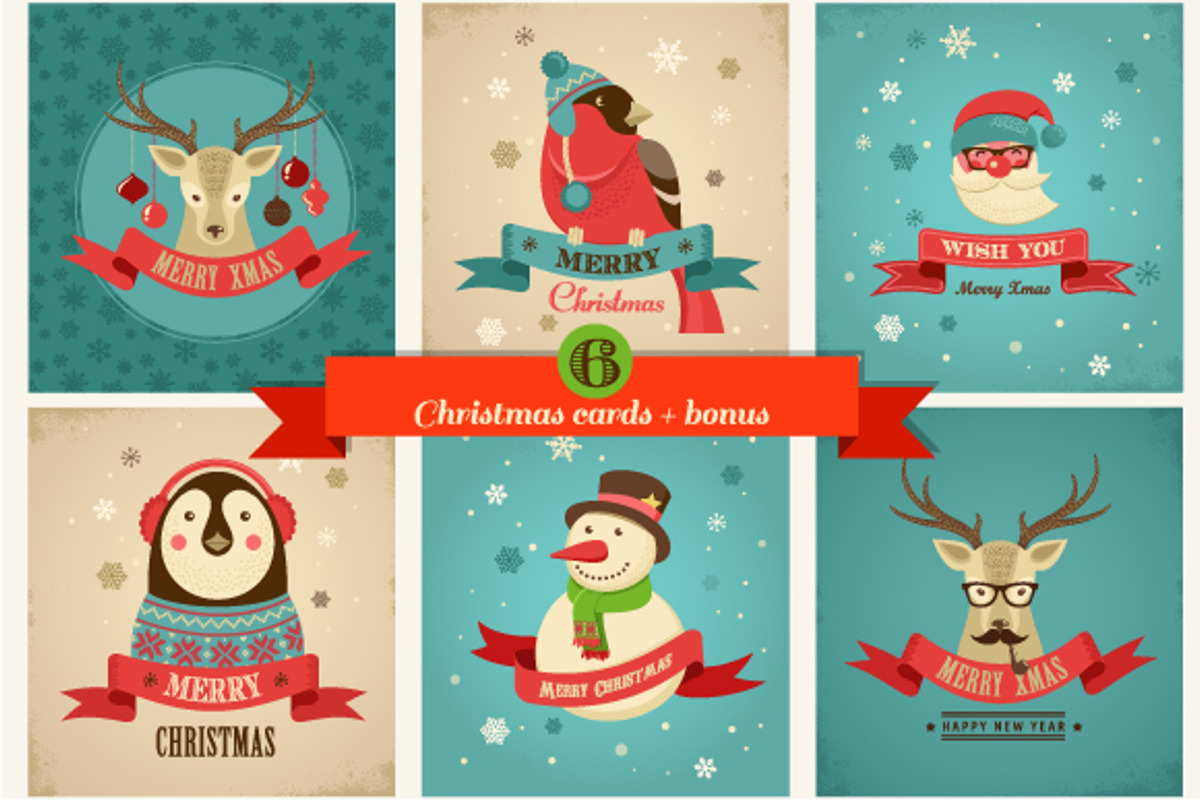 Xmas Hipster Greeting Cards, an Animal Illustration by Marish (Photo 1 of 3)