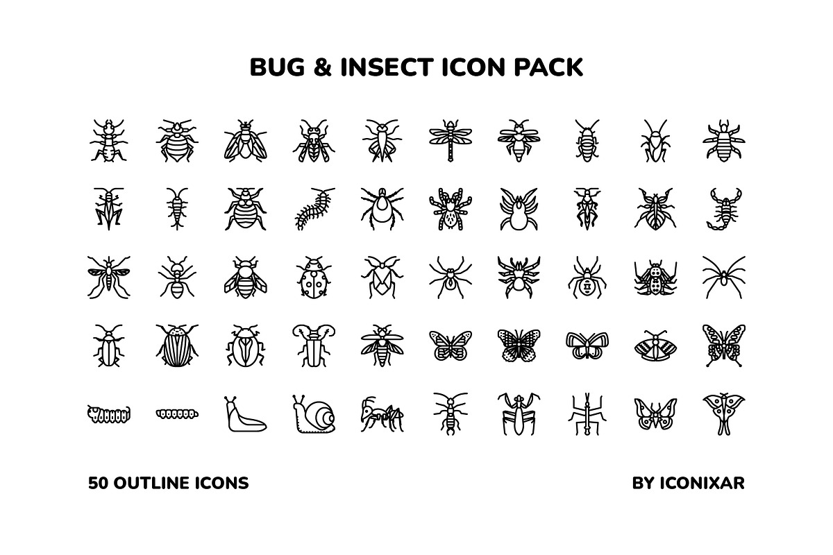 Bug & Insect Icon Pack, an Outline Icon by Iconixar & Friends (Photo 3 of 3)