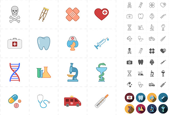 16 Flat Medicine Icons