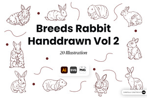 Breeds Rabbit Handdrawn Vol 2, an Animal Illustration by SLAB! Design