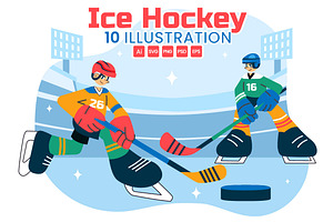 10 Ice Hockey Player Illustration, a Sport Illustration by denayunebgt