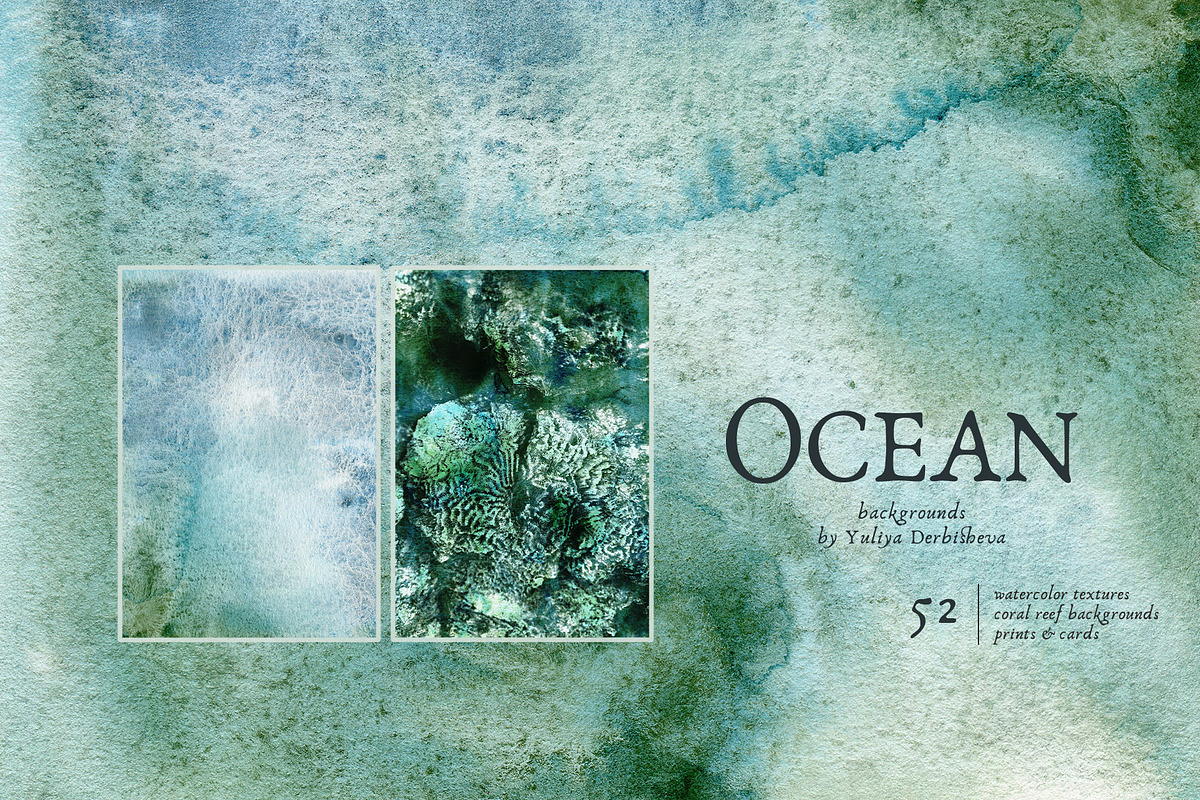 Ocean watercolor textures background, a Texture Graphic by Yuliya Derbisheva (Photo 1 of 12)