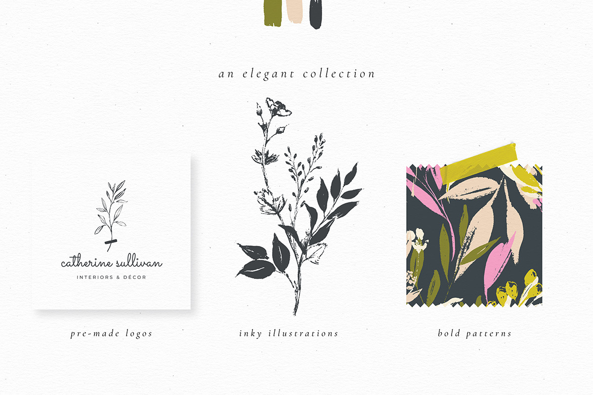 Ink botanicals, logos & patterns, a Texture Illustration by Lisa Glanz (Photo 2 of 32)