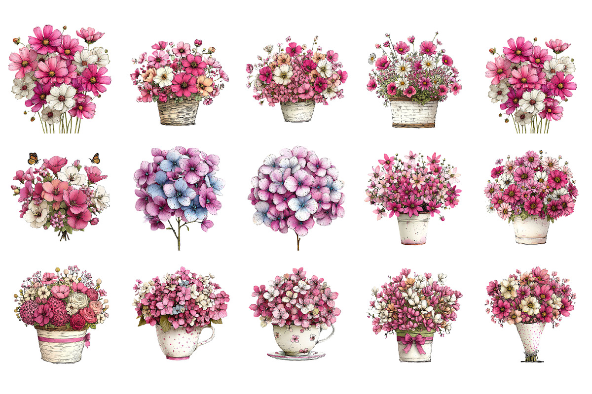 Colorful Flowers Arrangements Clipar, an Illustration by GatewayDesign (Photo 3 of 3)