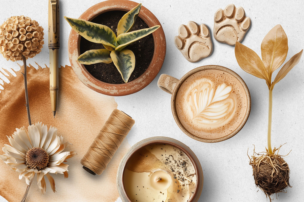 Boho Latte Realistic PNG Objects, an Object Graphic by Iconogenic (Photo 3 of 7)