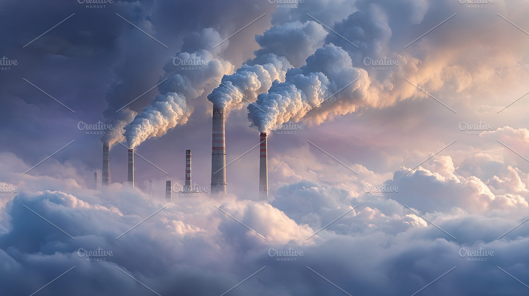 Industrial Smokestacks in Clouds, an Industrial Photo by Ales Munt