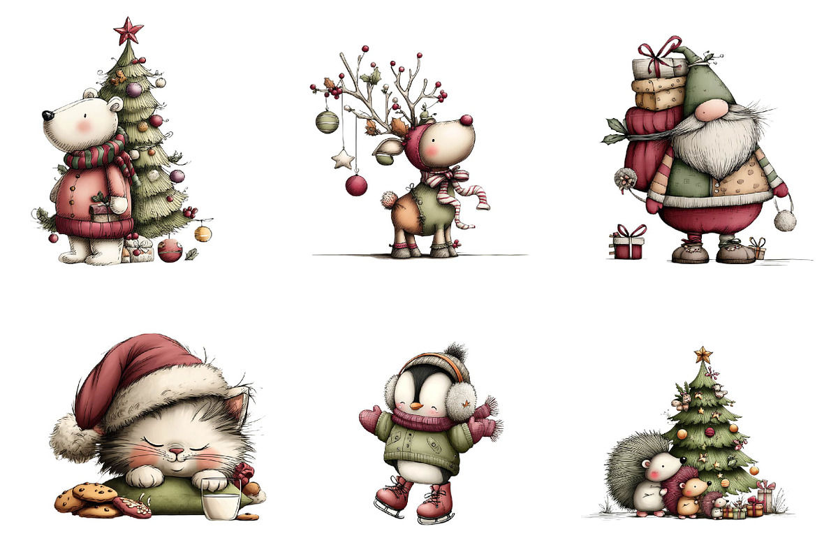 Whimsical Christmas Clipart Bundle, an Illustration by CreationArt (Photo 3 of 5)