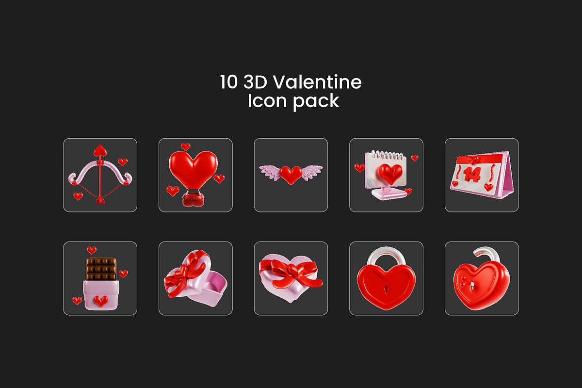 3D Valentine Icon Pack, an Object 3D Model by Boril Std (Photo 3 of 3)