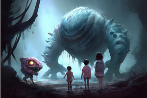 Monsters children fantasy dream, an Illustration by Ylivdesign