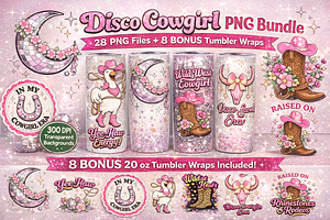 Disco Cowgirl PNG Bundle
