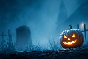 Glowing jack-o-lantern pumpkin, a Holiday Photo by MistyDay