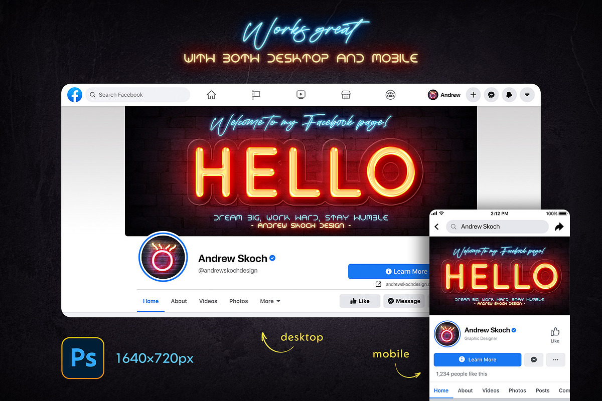 Neon Facebook Covers, a Social Media Template by Andrew Skoch Design (Photo 2 of 7)