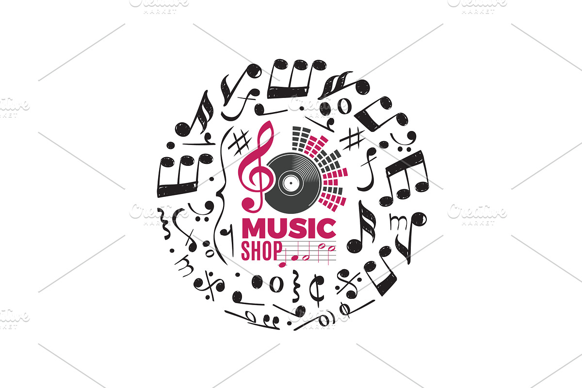 Music circles. design temple in, an Illustration by Onyx
