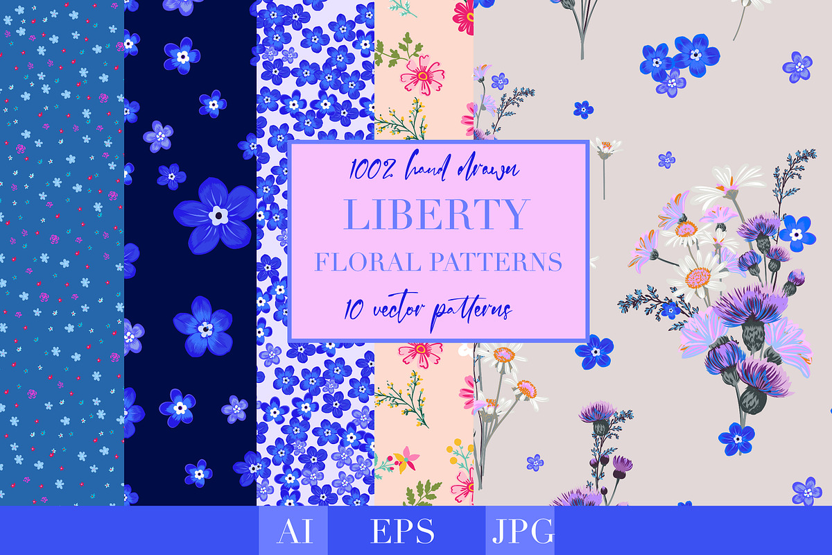Liberty Floral Seamless Patterns, a Pattern Graphic by FleurArt (Photo 1 of 6)