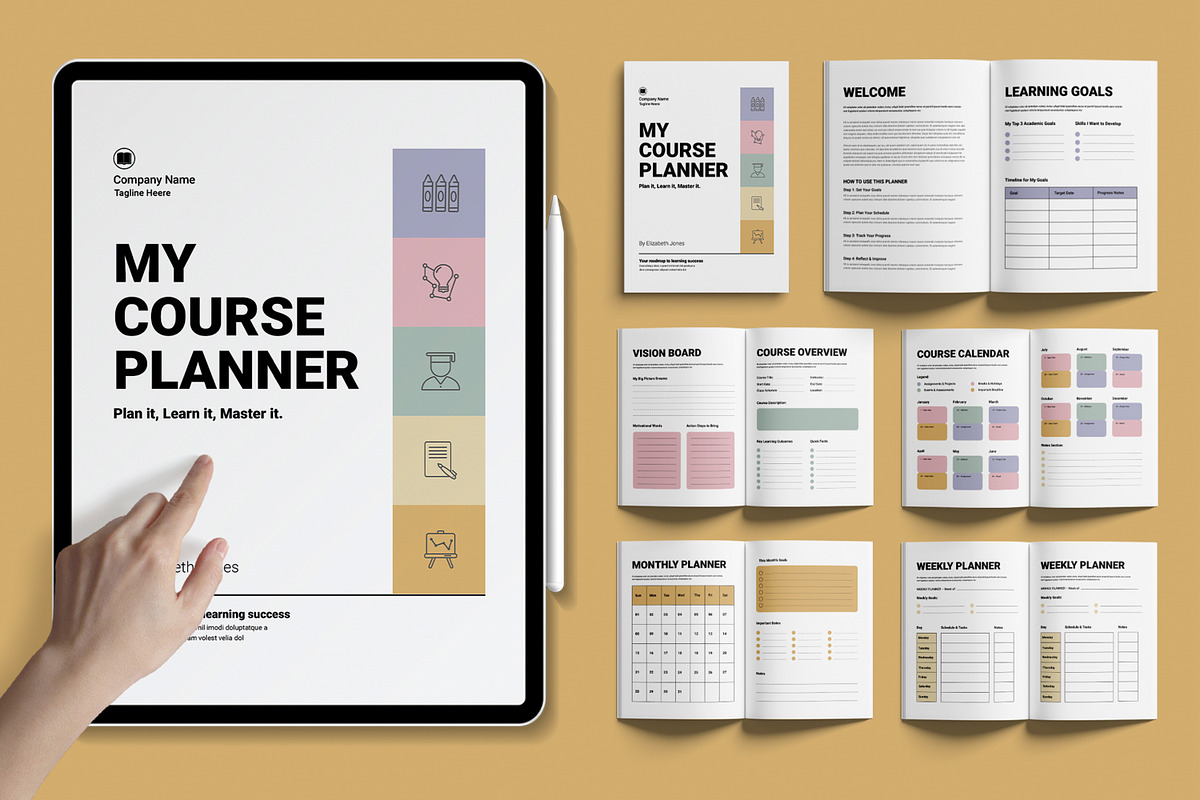 Academic Planner With Calendar, a Stationery Template by MightyDesign (Photo 1 of 7)