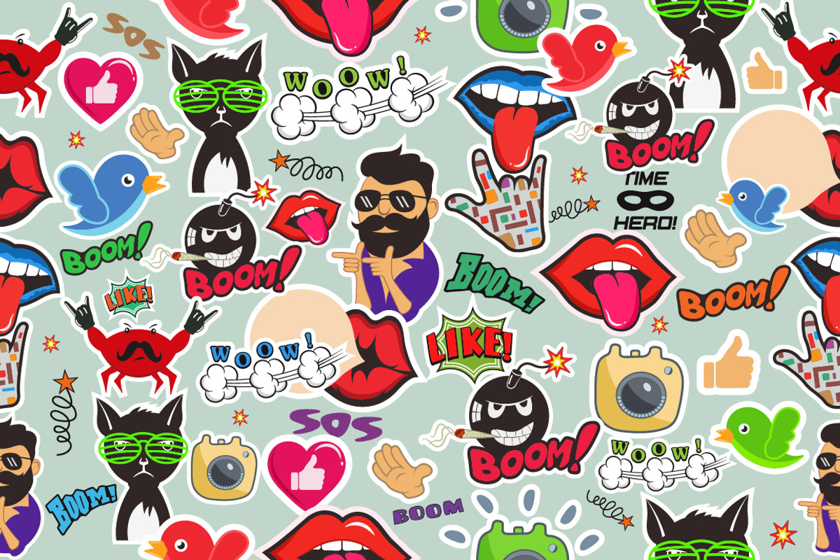Shiny icons in cartoon style, a Pattern Graphic by Tomass2015 (Photo 1 of 2)