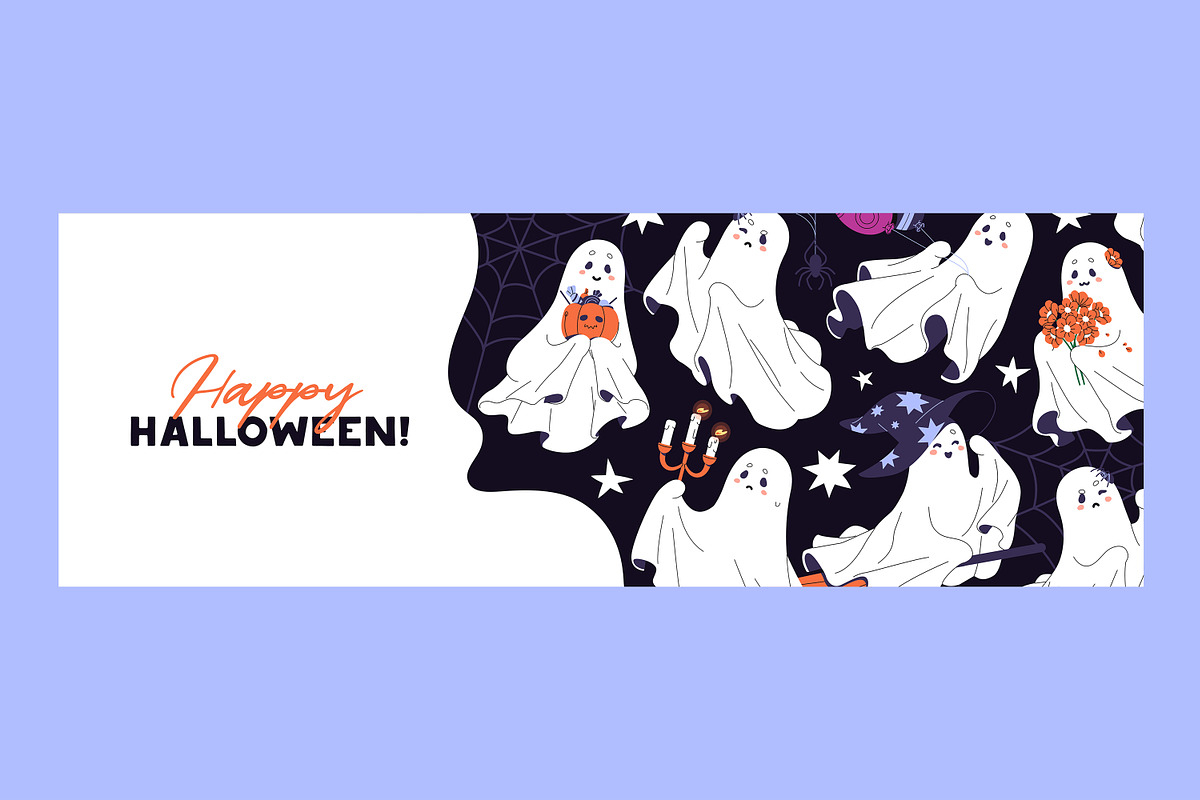 Halloween ghosts set + templates, a Seasonal Illustration by PaperTrident (Photo 4 of 9)