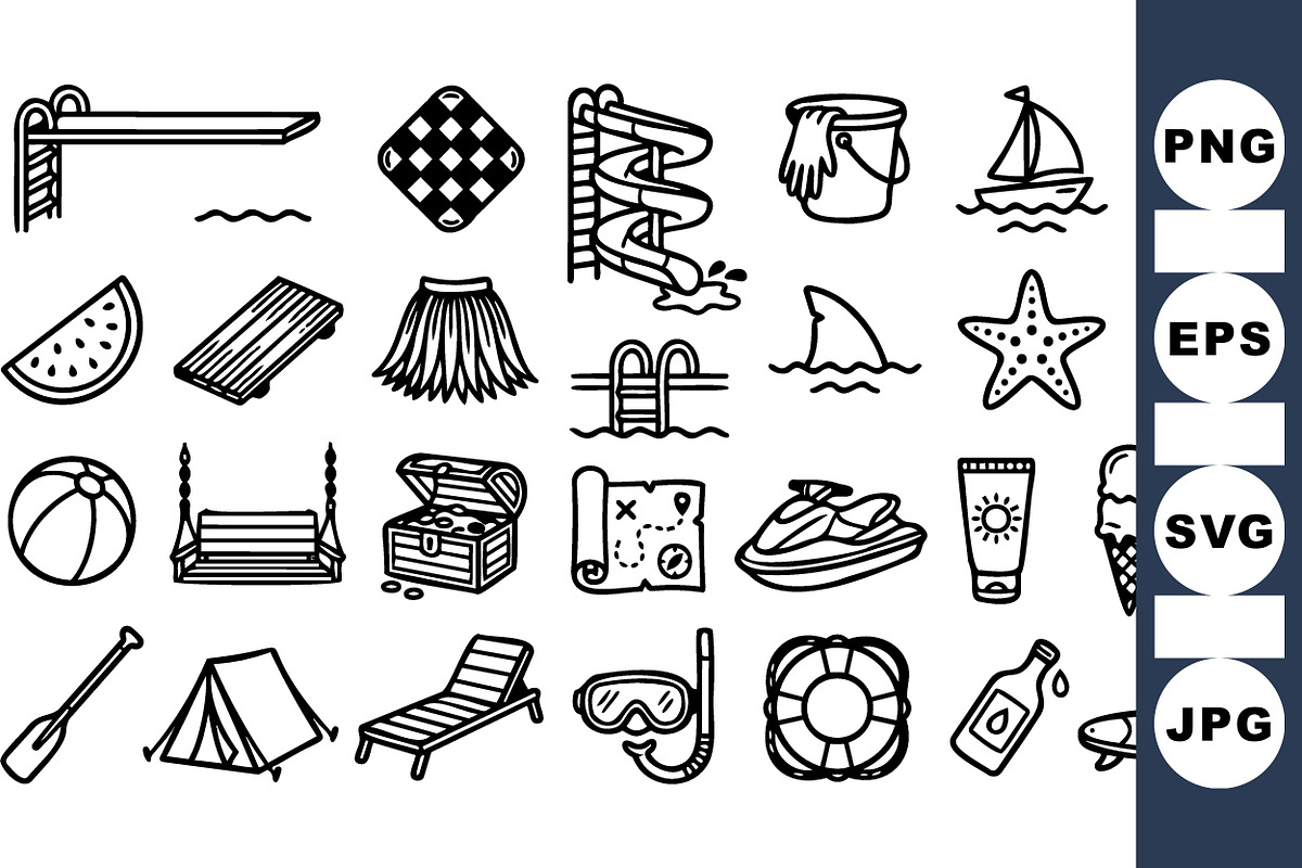 Summer Beach Fun Icon Set, an Illustration by designvectx (Photo 1 of 3)