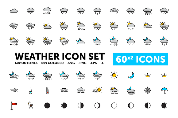 Weather Icon Set 60(X2) Icons