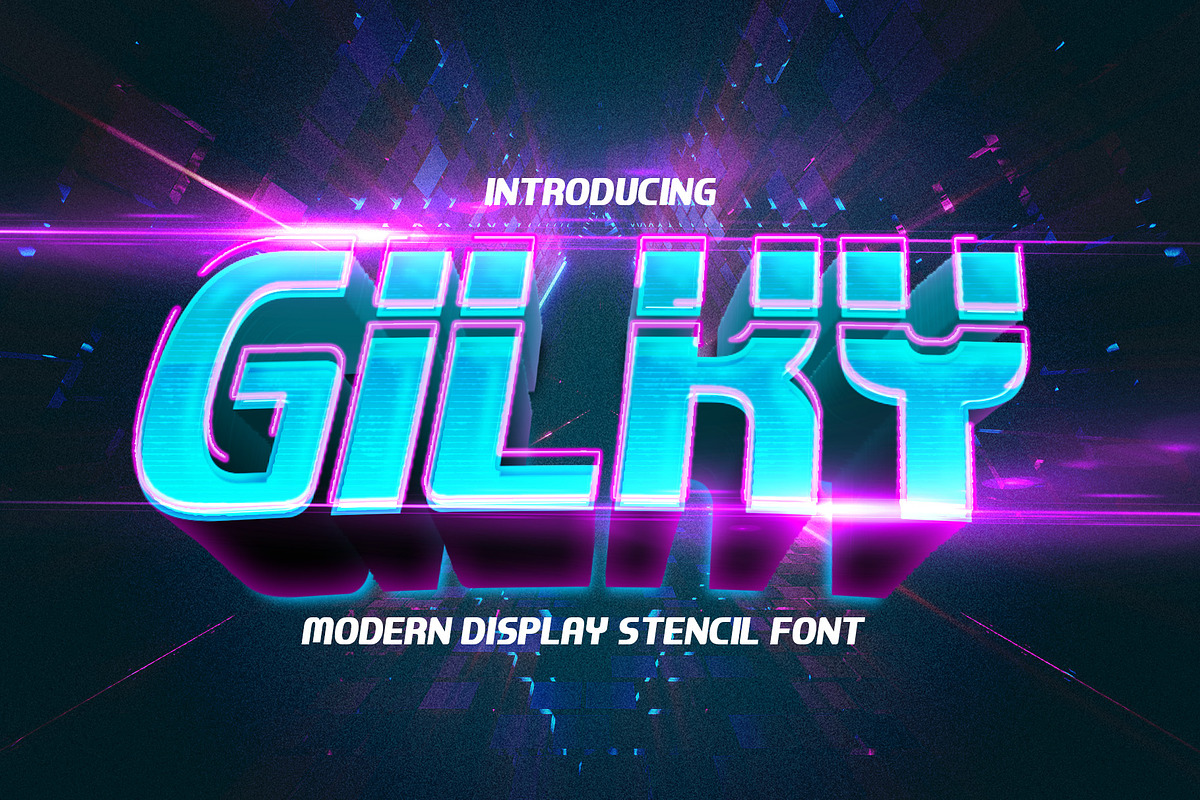 Gilky - Modern Stencil Font, a Sans Serif Font by Drizy (Photo 1 of 10)
